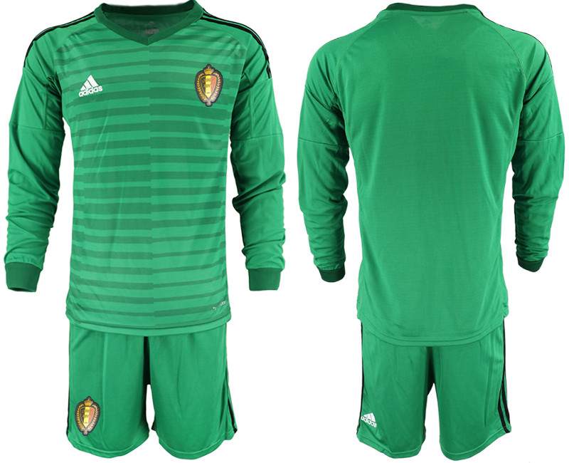 Belgium Green 2018 FIFA World Cup Long Sleeve Goalkeeper Soccer Jersey
