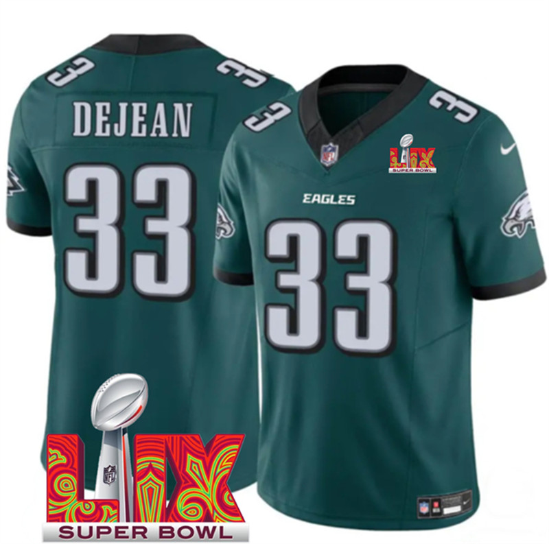 Big Size Men's Philadelphia Eagles 33 Cooper DeJean Green 2025 Super Bowl LIX Patch New F.U.S.E. Vapor Untouchable Limited Stitched Football Jersey