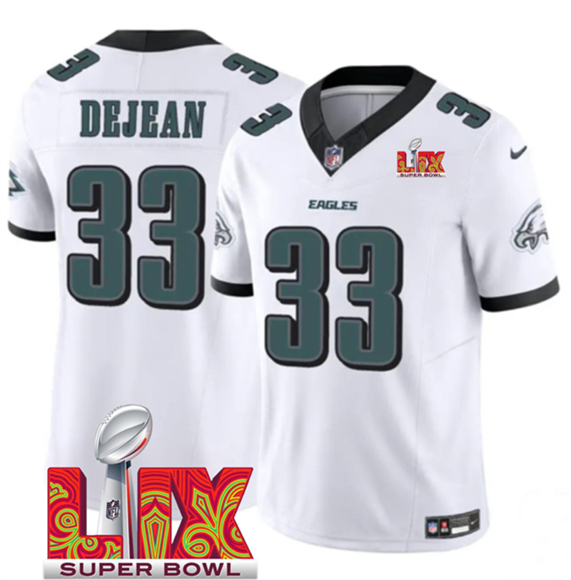 Big Size Men's Philadelphia Eagles 33 Cooper DeJean White 2025 Super Bowl LIX Patch New F.U.S.E. Vapor Untouchable Limited Stitched Football Jersey