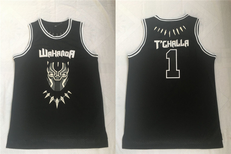 Black Panther 1 T'Challa Black Movie Basketball Jersey