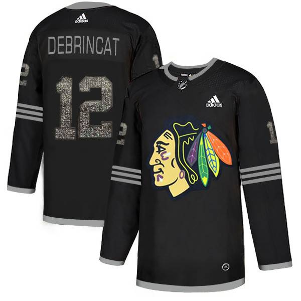 Blackhawks 12 Alex DeBrincat Black Shadow  Jersey