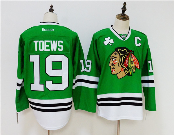 Blackhawks 19 Jonathan Toews Green  Jersey