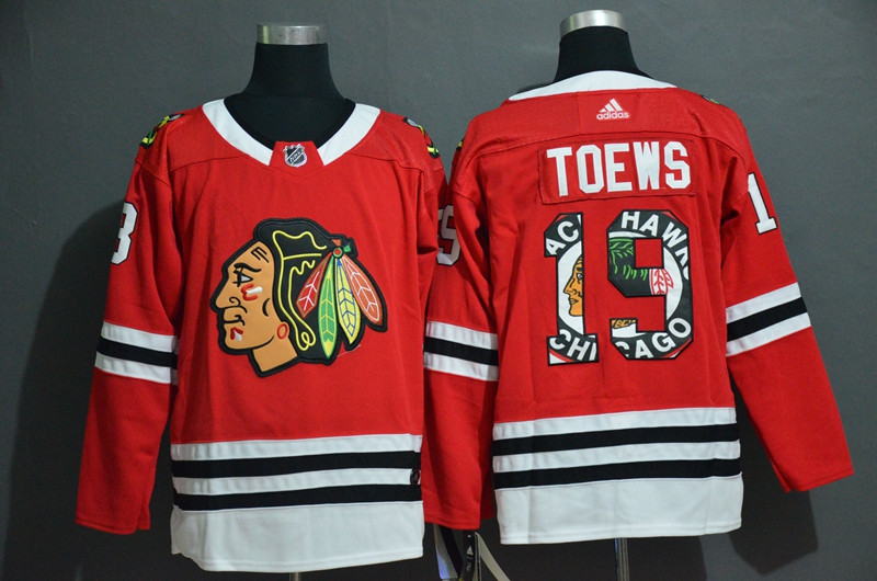 Blackhawks 19 Jonathan Toews Red Fashion Adidas Jersey