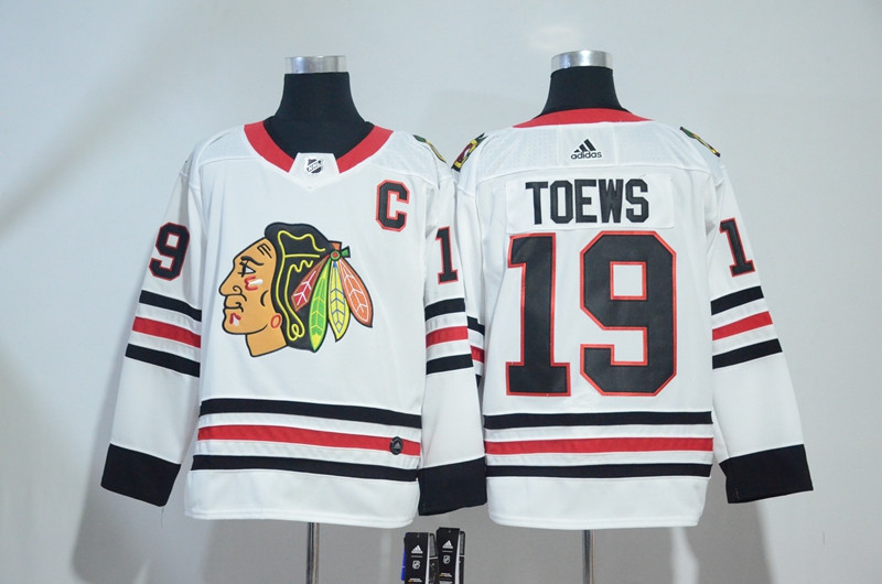 Blackhawks 19 Jonathan Toews White  Jersey