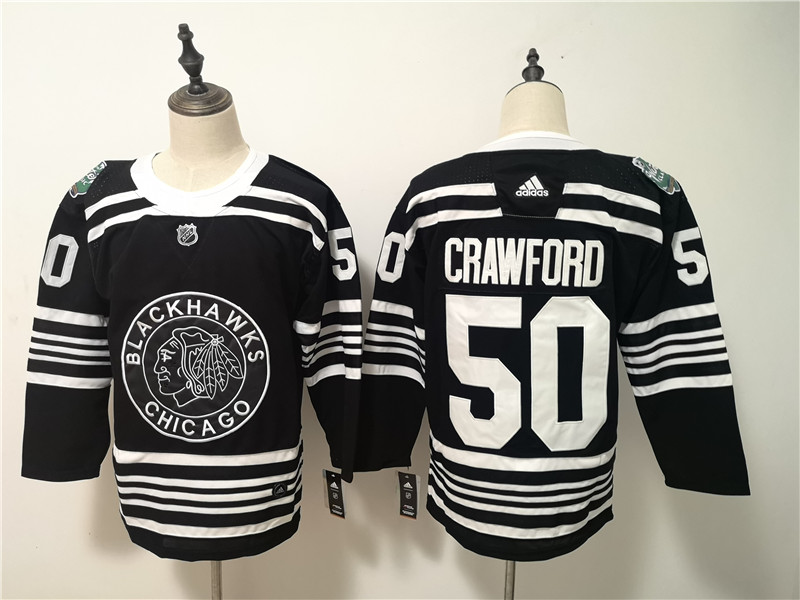 Blackhawks 50 Corey Crawford Black 2019 Winter Classic Adidas Jersey