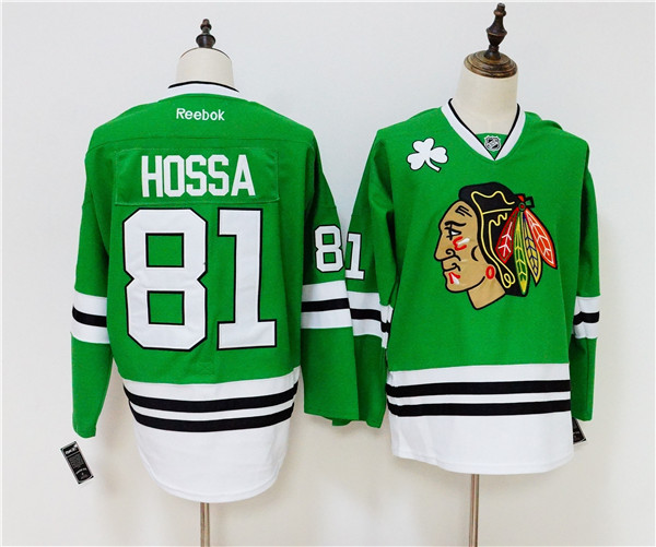 Blackhawks 81 Marian Hossa Green  Jersey