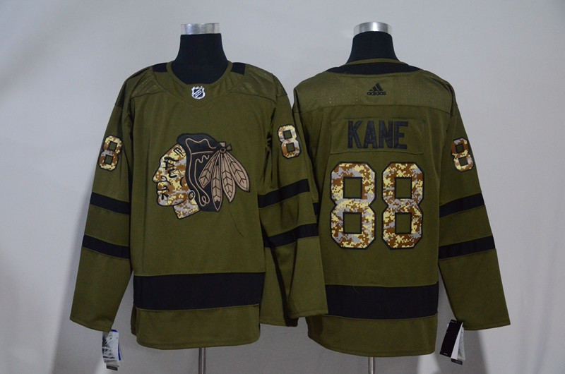 Blackhawks 88 Patrick Kane Olive  Jersey