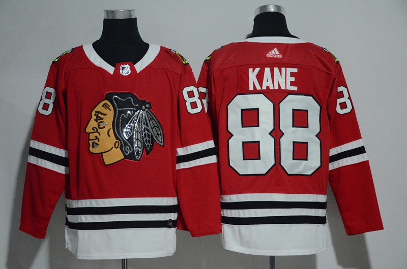 Blackhawks 88 Patrick Kane Red Glittery Edition  Jersey