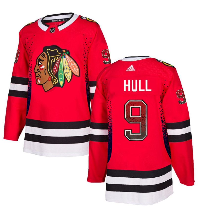 Blackhawks 9 Bobby Hull Red Drift Fashion  Jersey