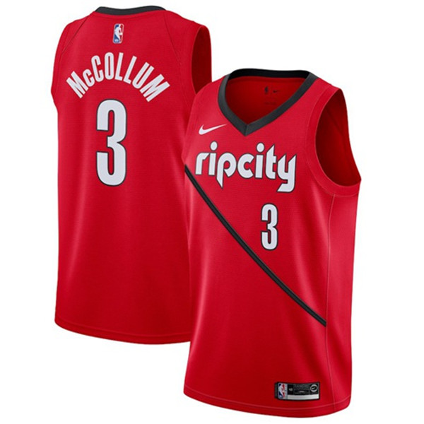 Blazers #3 C.J. McCollum Red Basketball Swingman Earned Edition Jersey