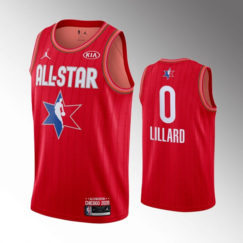 Blazers 0 Damian Lillard Red 2020 NBA All Star Jordan Brand Swingman Jersey