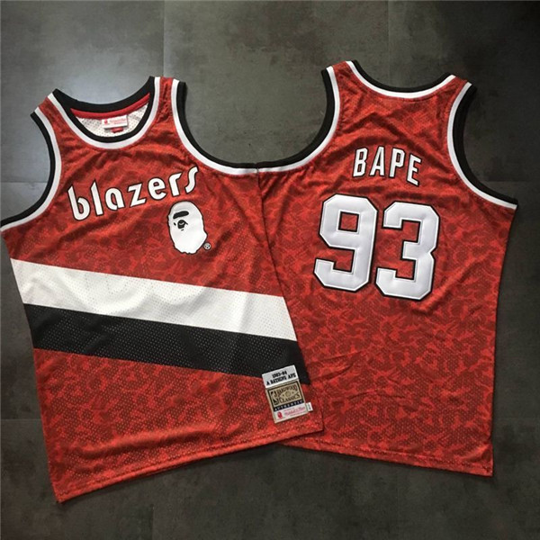 Blazers 93 Bape Red 1983 84 Hardwood Classics Jersey