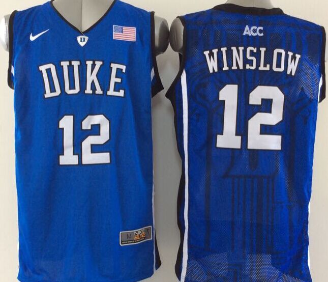 Blue Devils 12 Justise Winslow Blue Basketball Elite V Neck Stitched NCAA Jersey