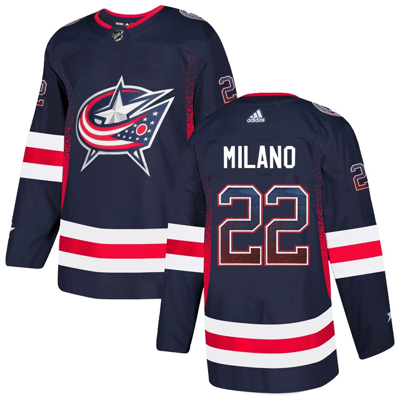 Blue Jackets 22 Sonny Milano Navy Drift Fashion  Jersey