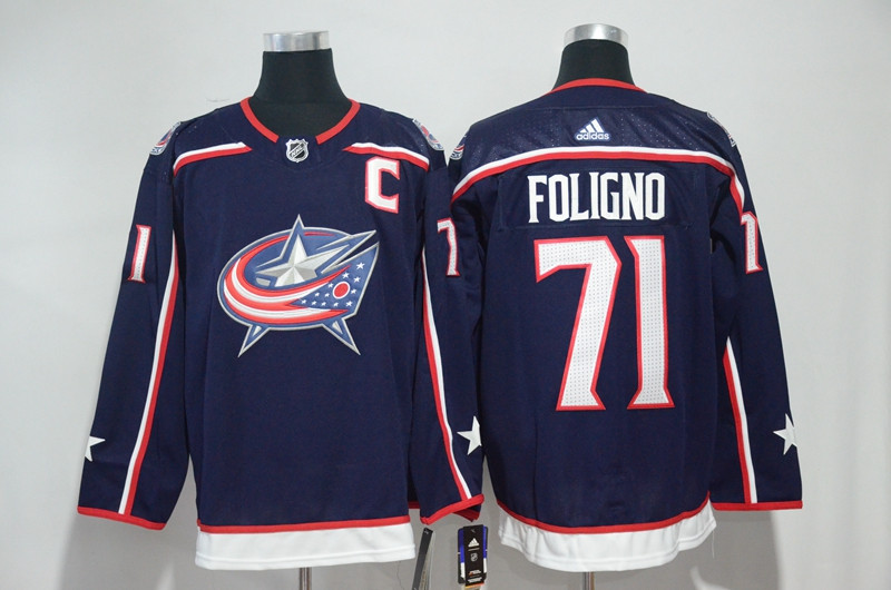 Blue Jackets 71 Nick Foligno Navy  Jersey