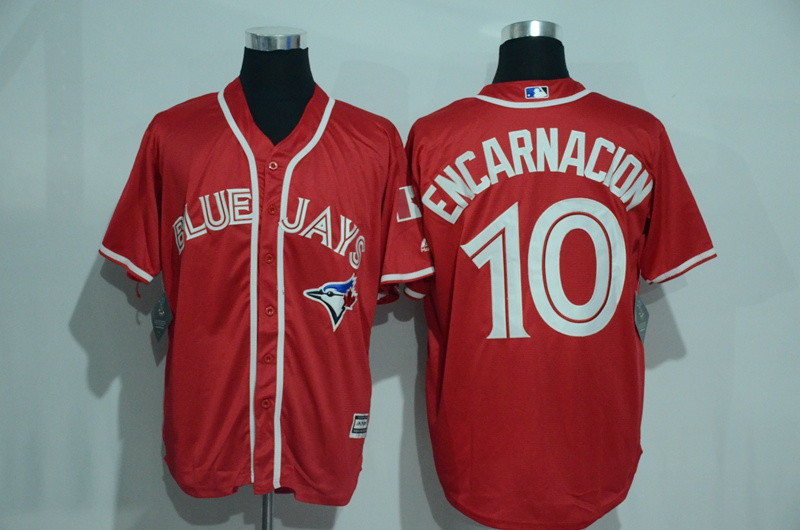 Blue Jays 10 Edwin Encarnacion Red Alternate Cool Base Jersey