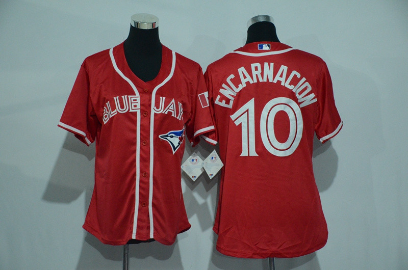 Blue Jays 10 Edwin Encarnacion Red Women Alternate Cool Base Jersey