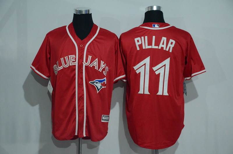 Blue Jays 11 Kevin Pillar Red Alternate Cool Base Jersey