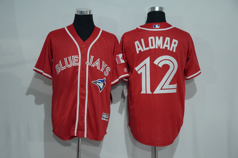 Blue Jays 12 Roberto Alomar Red Alternate Cool Base Jersey