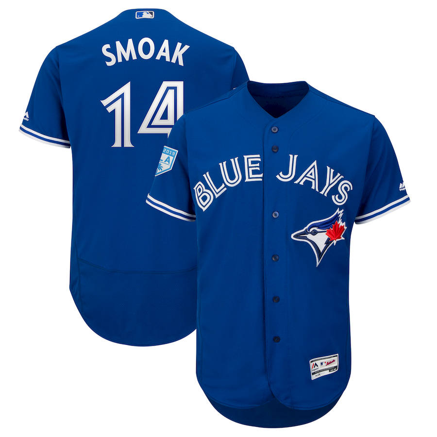 Blue Jays 14 Justin Smoak Royal 2019 Spring Training Flexbase Jersey