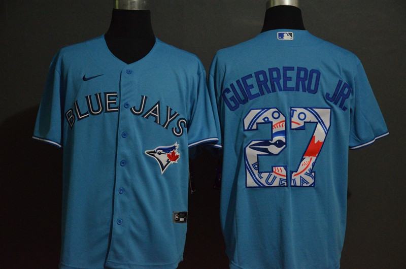 Blue Jays 27 Vladimir Guerrero Jr. Light Blue 2020 Nike Cool Base Fashion Jersey