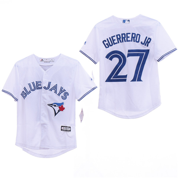 Blue Jays 27 Vladimir Guerrero Jr. White Youth Cool Base Jersey