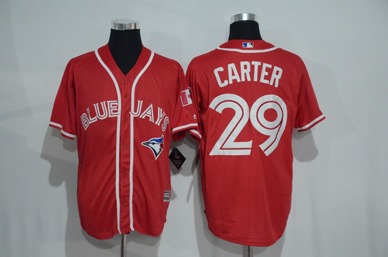 Blue Jays 29 Joe Carter Red Alternate Cool Base Jersey