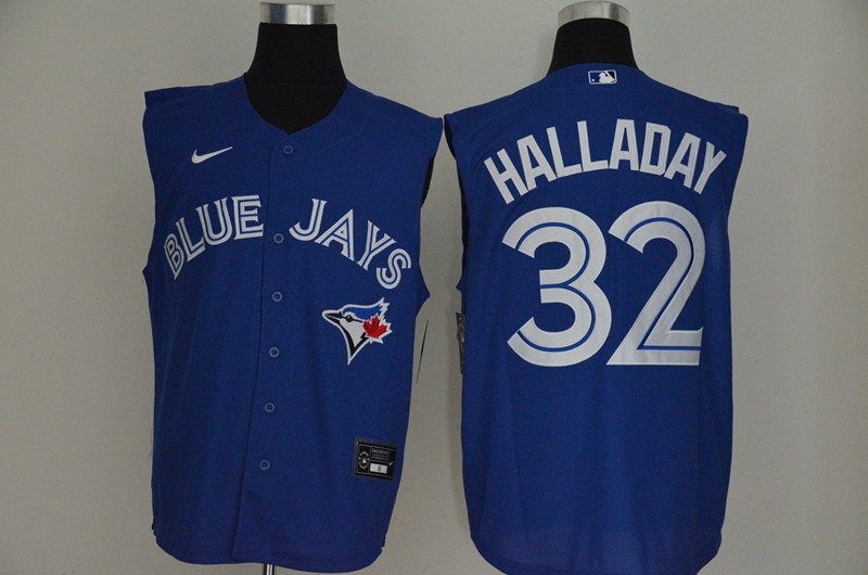 Blue Jays 32 Roy Halladay Royal Nike Cool Base Sleeveless Jersey