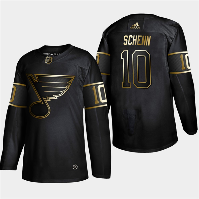 Blues 10 Brayden Schenn Black Gold Adidas Jersey