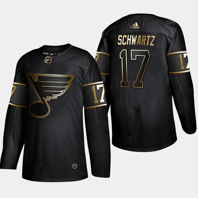 Blues 17 Jaden Schwartz Black Gold Adidas Jersey