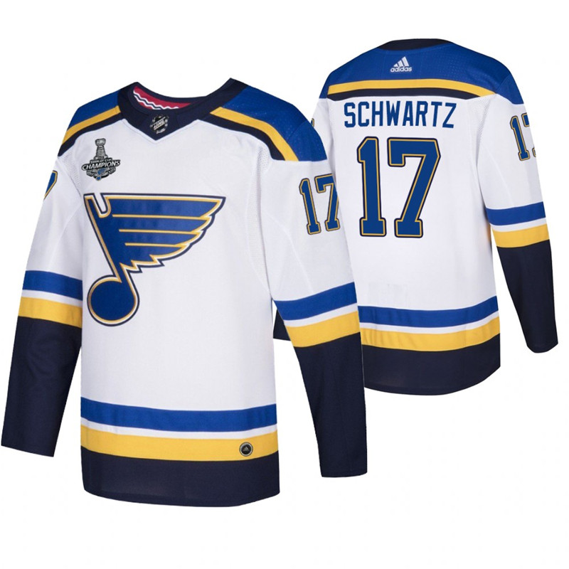 Blues 17 Jaden Schwartz White 2019 Stanley Cup Champions Adidas Jersey