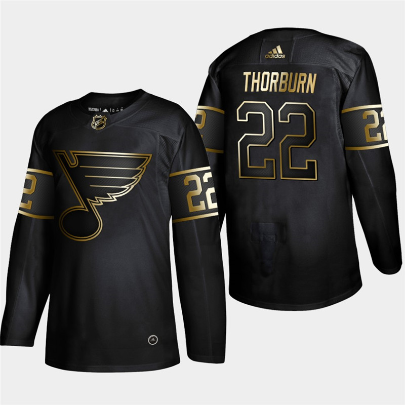Blues 22 Chris Thorburn Black Gold Adidas Jersey