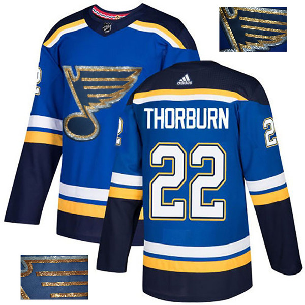 Blues 22 Chris Thorburn Blue Glittery Edition  Jersey