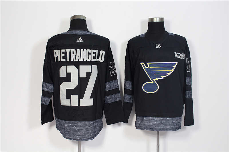 Blues 27 Alex Pietrangelo Black 1917 2017 100th Anniversary  Jersey