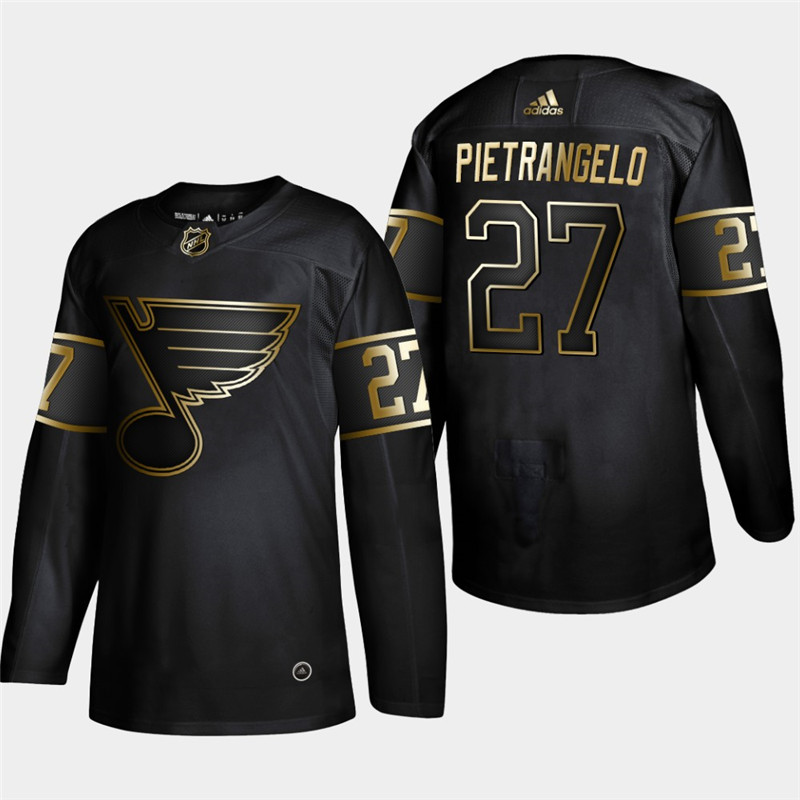 Blues 27 Alex Pietrangelo Black Gold Adidas Jersey