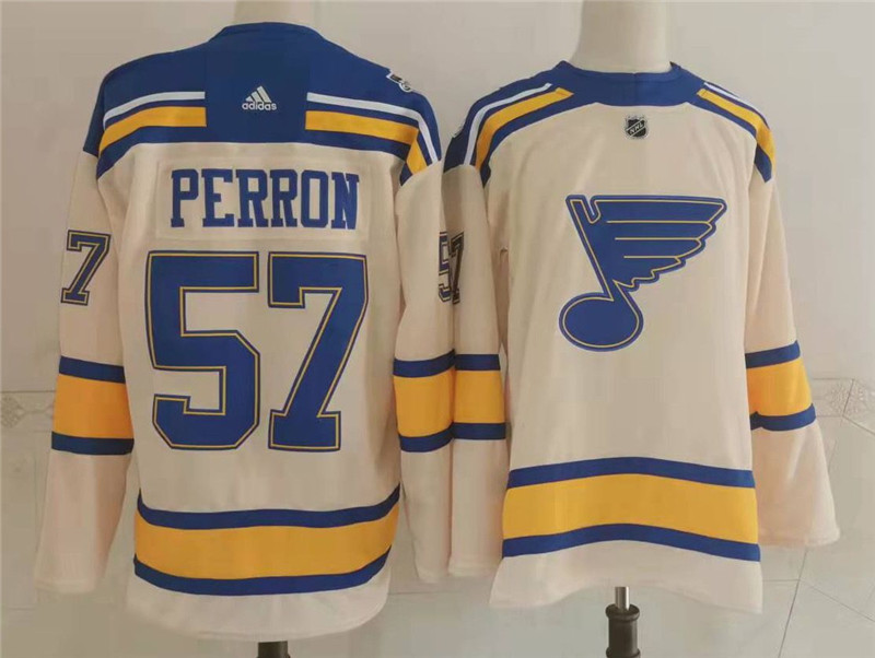 Blues 57 David Perron Cream 2022 Winter Classic Adidas Jersey