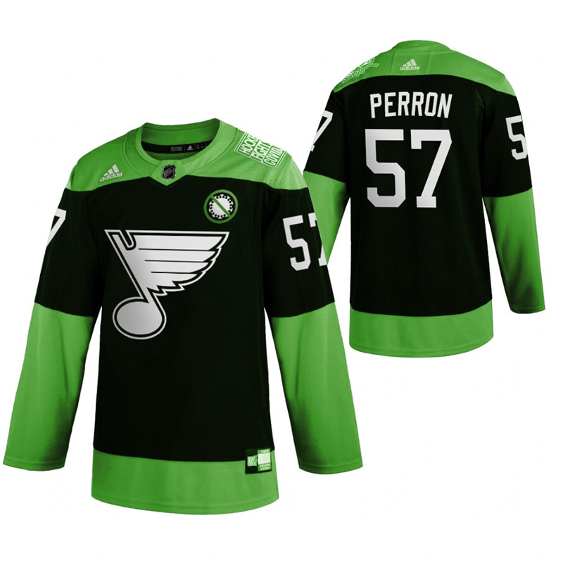 Blues 57 David Perron Green 2020 Adidas Jersey