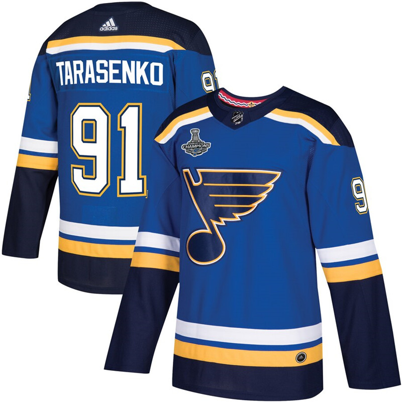 Blues 91 Vladimir Tarasenko Blue 2019 Stanley Cup Champions Adidas Jersey