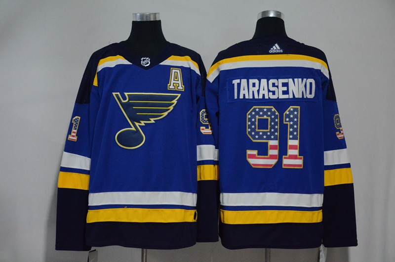 Blues 91 Vladimir Tarasenko Blue USA Flag  Jersey