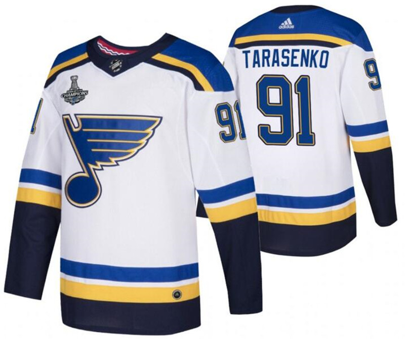 Blues 91 Vladimir Tarasenko White 2019 Stanley Cup Champions Adidas Jersey