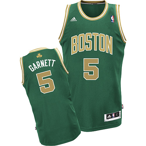 Boston Celtics #5 Kevin Garnett St Patricks Day Revolution 30 Swingman Gold Green Jersey