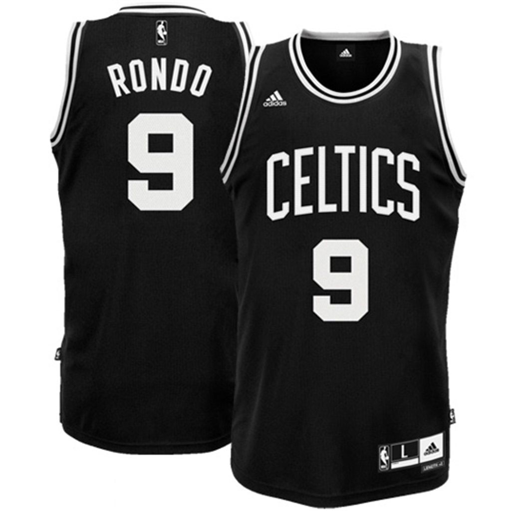 Rajon Rondo Boston Celtics Black White Swingman Jersey