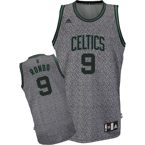 Rajon Rondo Boston Celtics #9 Static Fashion Swingman Grey Jersey