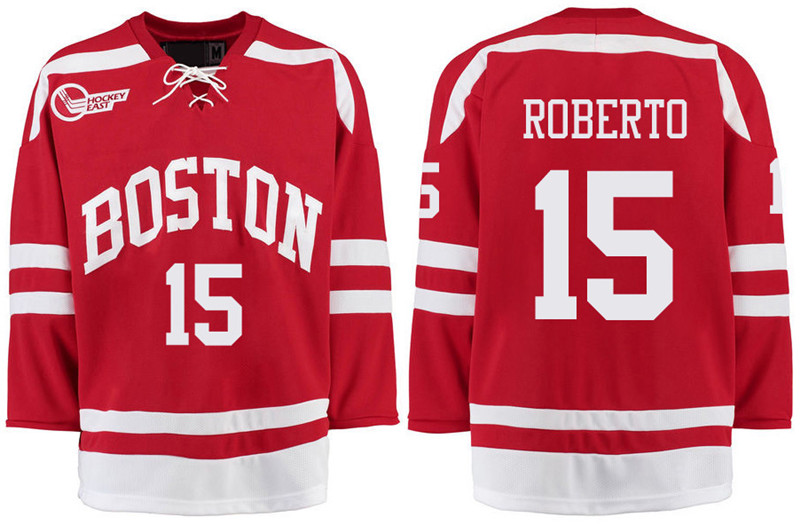 Boston University Terriers BU 15 Nick Roberto Red Stitched Hockey Jersey