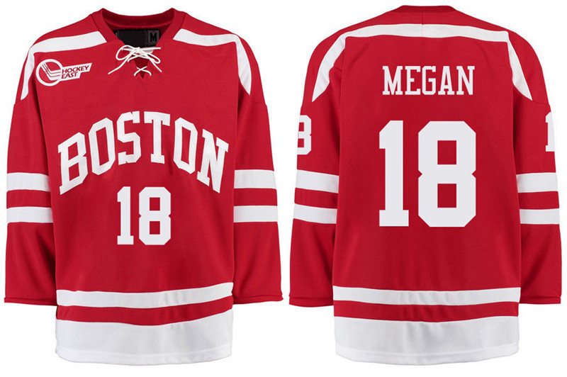 Boston University Terriers BU 18 Wade Megan Red Stitched Hockey Jersey