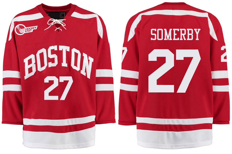 Boston University Terriers BU 27 Doyle Somerby Red Stitched Hockey Jersey