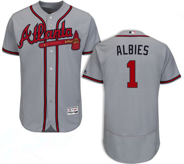 Braves 1 Ozzie Albies Gray Flexbase Jersey