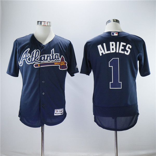 Braves 1 Ozzie Albies Navy Flexbase Jersey