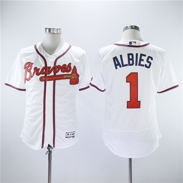 Braves 1 Ozzie Albies White Flexbase Jersey