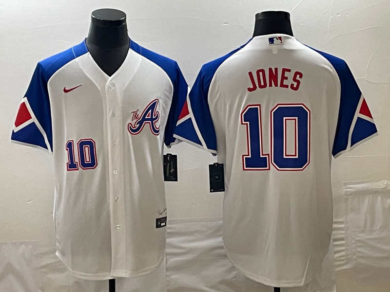 Braves 10 Chipper Jones White Nike 2023 City Connect Cool Base Jersey